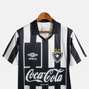 Camisa Botafogo I Retrô 1997 Torcedor Masculina - Branca com listras pretas com patrocínio da Coca Cola